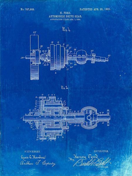 Borders, Cole 아티스트의 PP840-Faded Blueprint Ford Drive Gear Patent Art작품입니다.
