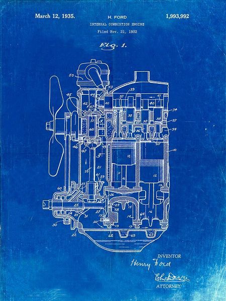 Borders, Cole 아티스트의 PP843-Faded Blueprint Ford Internal Combustion Engine Patent Poster작품입니다.