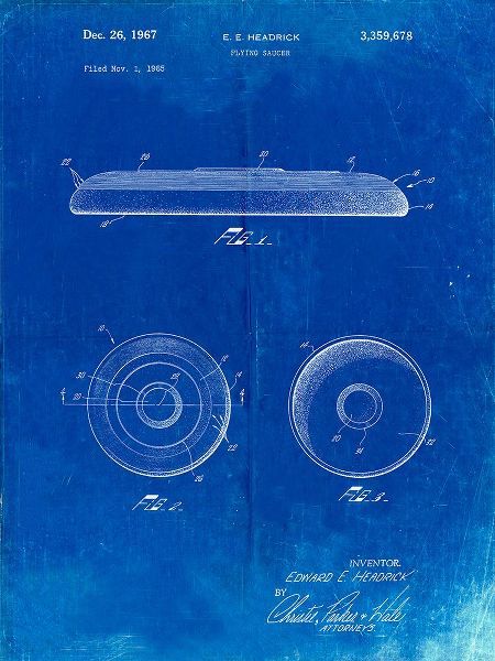 Borders, Cole 아티스트의 PP854-Faded Blueprint Frisbee Patent Poster작품입니다.