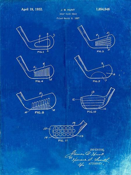 Borders, Cole 아티스트의 PP857-Faded Blueprint Golf Club Head Patent Poster작품입니다.