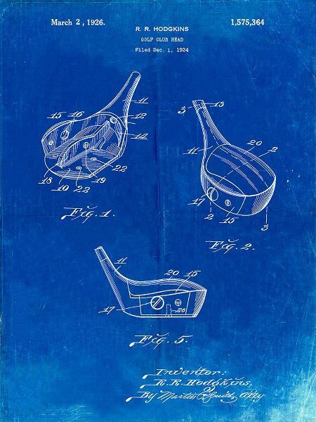 Borders, Cole 아티스트의 PP858-Faded Blueprint Golf Fairway Club Head Patent Poster작품입니다.