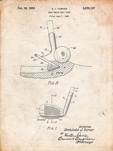 Borders, Cole 아티스트의 PP859-Vintage Parchment Golf Sand Wedge Patent Poster작품입니다.