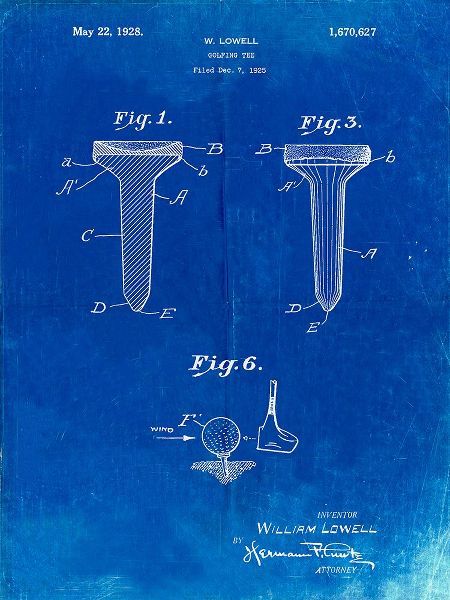 Borders, Cole 아티스트의 PP860-Faded Blueprint Golf Tee Patent Poster작품입니다.