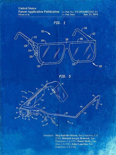 Borders, Cole 아티스트의 PP861-Faded Blueprint Google Glass Patent Poster작품입니다.