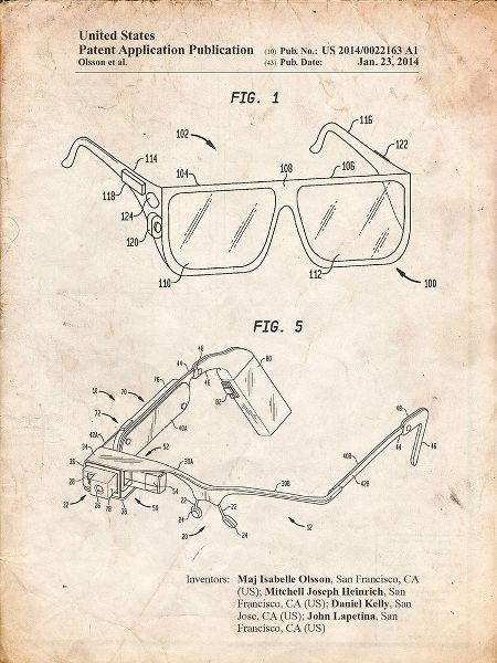 Borders, Cole 아티스트의 PP861-Vintage Parchment Google Glass Patent Poster작품입니다.