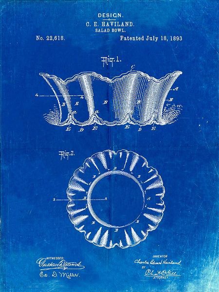 Borders, Cole 아티스트의 PP874-Faded Blueprint Haviland Salad Bowl 1893 Patent Poster작품입니다.