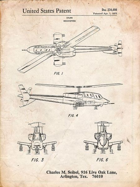 Borders, Cole 아티스트의 PP876-Vintage Parchment Helicopter Patent Print작품입니다.