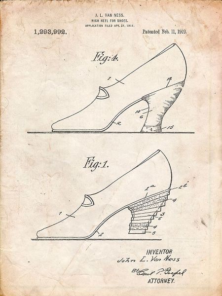 Borders, Cole 아티스트의 PP879-Vintage Parchment High Heel Shoes 1919 Patent Poster작품입니다.