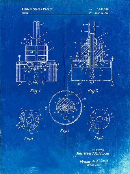 Borders, Cole 아티스트의 PP880-Faded Blueprint Hole Saw Patent Poster작품입니다.