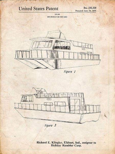 Borders, Cole 아티스트의 PP884-Vintage Parchment Houseboat Patent Poster작품입니다.
