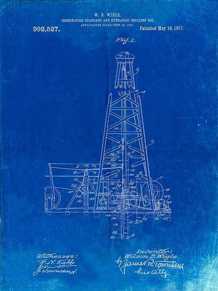 Borders, Cole 아티스트의 PP886-Faded Blueprint Hydraulic Drilling Rig Patent Poster작품입니다.