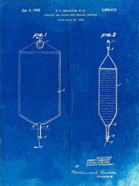 Borders, Cole 아티스트의 PP887-Faded Blueprint I.V. Bag Patent Poster작품입니다.