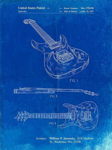 Borders, Cole 아티스트의 PP888-Faded Blueprint Ibanez Pro 540RBB Electric Guitar Patent Poster작품입니다.