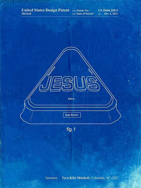 Borders, Cole 아티스트의 PP900-Faded Blueprint Jesus Button Poster작품입니다.