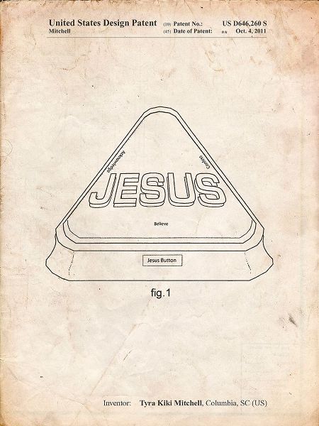 Borders, Cole 아티스트의 PP900-Vintage Parchment Jesus Button Poster작품입니다.