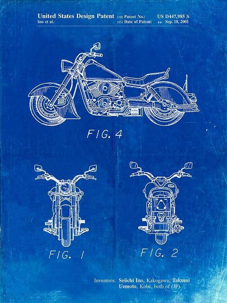 Borders, Cole 아티스트의 PP901-Faded Blueprint Kawasaki Motorcycle Patent Poster작품입니다.
