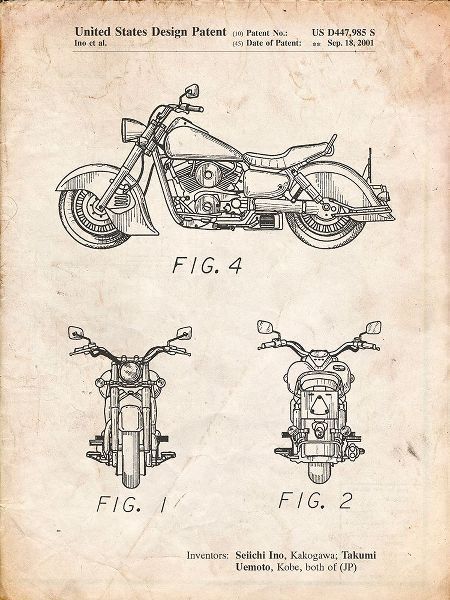 Borders, Cole 아티스트의 PP901-Vintage Parchment Kawasaki Motorcycle Patent Poster작품입니다.