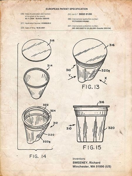 Borders, Cole 아티스트의 PP904-Vintage Parchment Keurig Cartridge Coffee Patent Poster작품입니다.