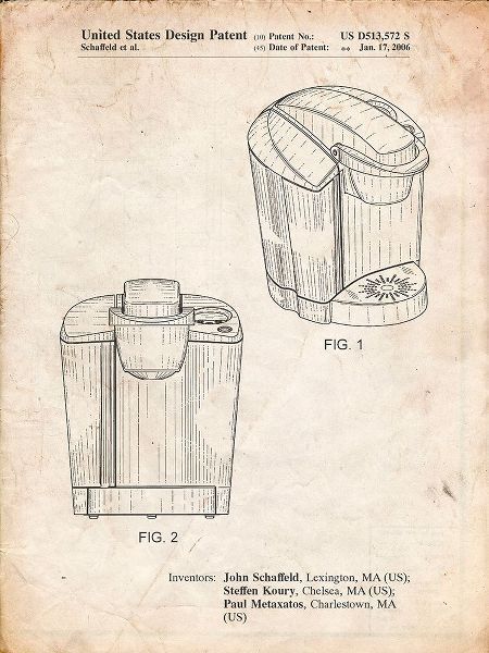 Borders, Cole 아티스트의 PP905-Vintage Parchment Keurig Coffee Brewer Patent Poster작품입니다.