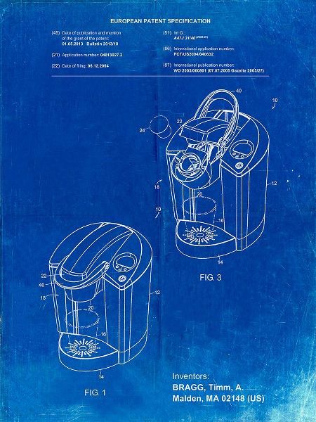 Borders, Cole 아티스트의 PP907-Faded Blueprint Keurig Patent Poster작품입니다.