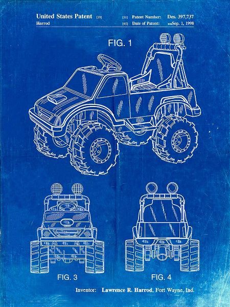Borders, Cole 아티스트의 PP911-Faded Blueprint Kids Truck Poster작품입니다.