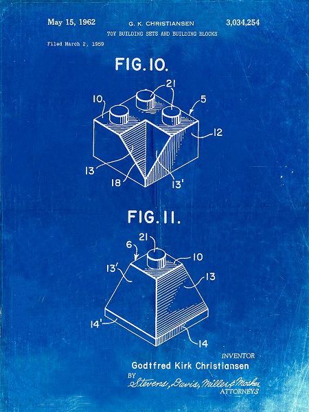 Borders, Cole 아티스트의 PP920-Faded Blueprint Lego Building Kit Blocks Patent Poster작품입니다.