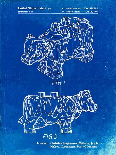 Borders, Cole 아티스트의 PP921-Faded Blueprint Lego Cow Patent Poster작품입니다.