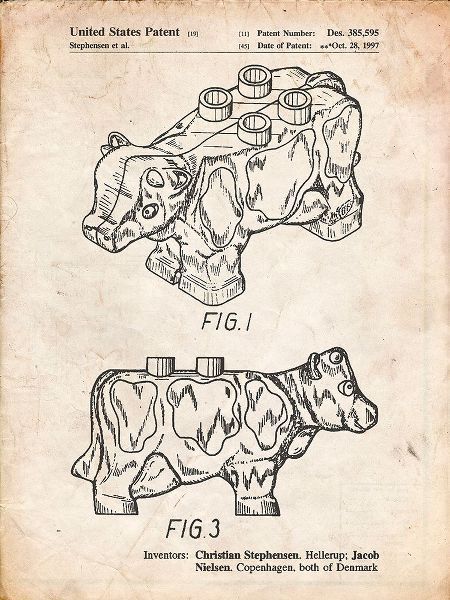 Borders, Cole 아티스트의 PP921-Vintage Parchment Lego Cow Patent Poster작품입니다.