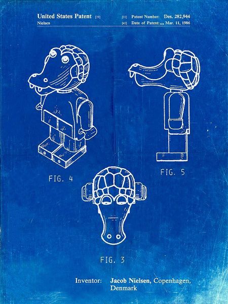 Borders, Cole 아티스트의 PP922-Faded Blueprint Lego Crocodile Patent Poster작품입니다.