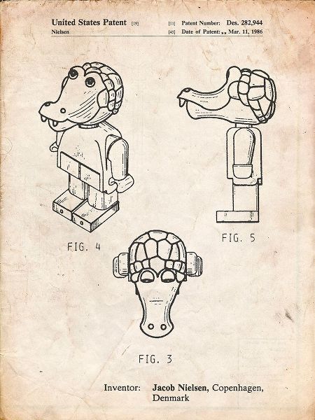 Borders, Cole 아티스트의 PP922-Vintage Parchment Lego Crocodile Patent Poster작품입니다.