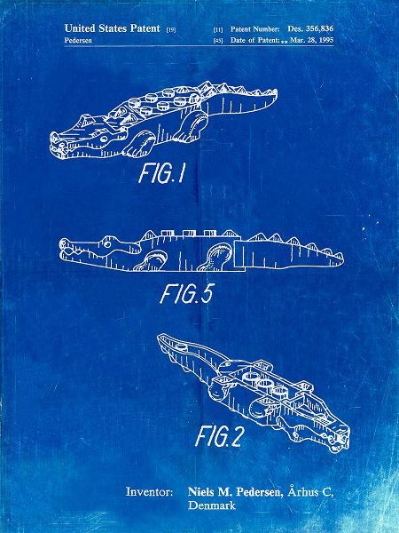 Borders, Cole 아티스트의 PP923-Faded Blueprint Lego Crocodile Poster작품입니다.