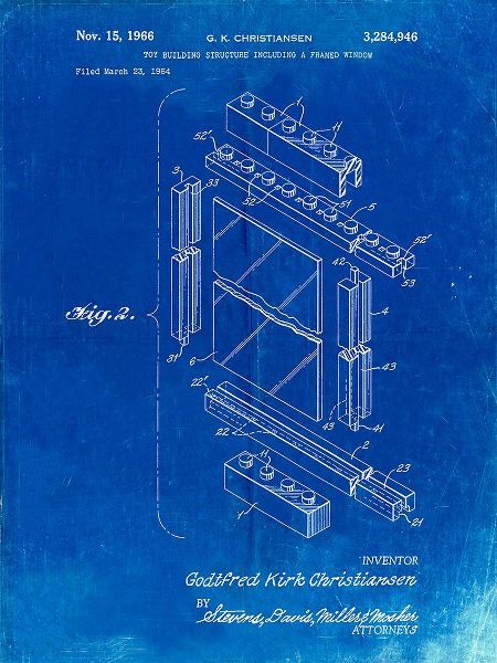 Borders, Cole 아티스트의 PP927-Faded Blueprint Lego Framed Window Building Kit Patent Poster작품입니다.