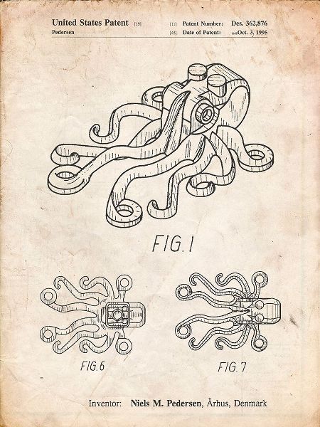 Borders, Cole 아티스트의 PP932-Vintage Parchment Lego Octopus Patent Poster작품입니다.