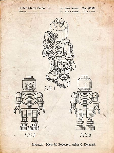 Borders, Cole 아티스트의 PP936-Vintage Parchment Lego Skeleton Patent Poster작품입니다.