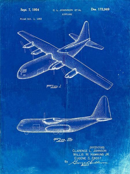 Borders, Cole 아티스트의 PP943-Faded Blueprint Lockheed C-130 Hercules Airplane Patent Poster작품입니다.