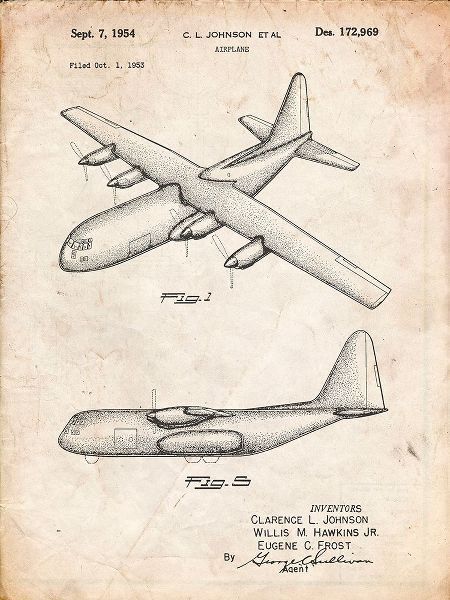 Borders, Cole 아티스트의 PP943-Vintage Parchment Lockheed C-130 Hercules Airplane Patent Poster작품입니다.