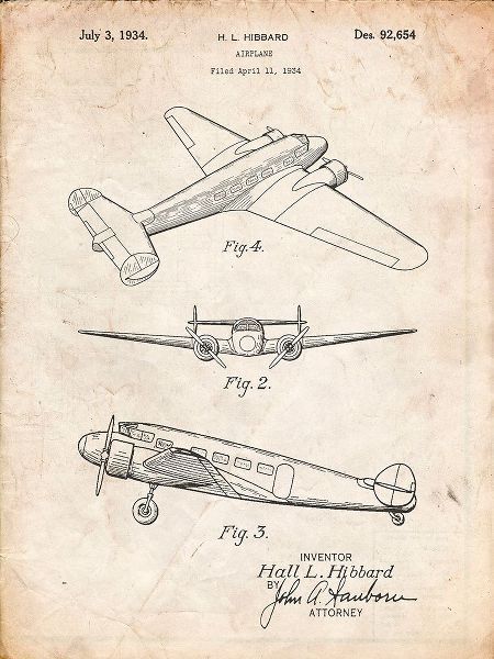 Borders, Cole 아티스트의 PP945-Vintage Parchment Lockheed Electra Airplane Patent Poster작품입니다.