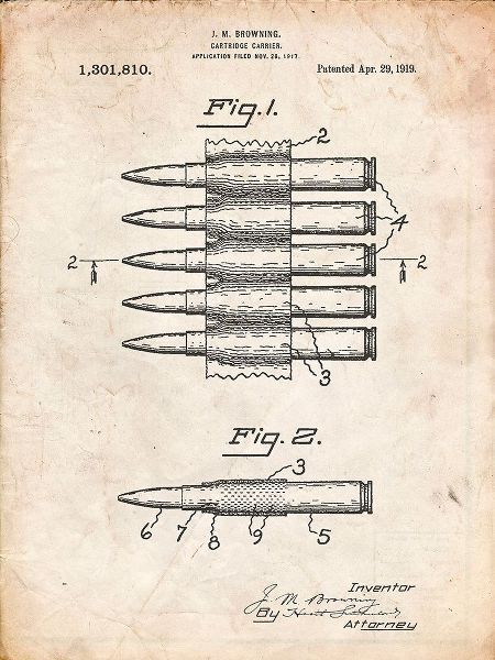 Borders, Cole 아티스트의 PP948-Vintage Parchment Machine Gun Bullet Carrier Belt Patent Poster작품입니다.
