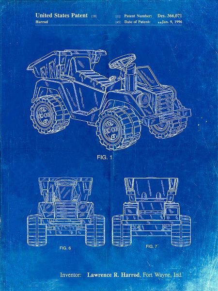 Borders, Cole 아티스트의 PP951-Faded Blueprint Mattel Kids Dump Truck Patent Poster작품입니다.