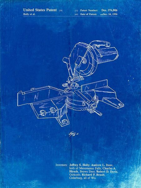 Borders, Cole 아티스트의 PP956-Faded Blueprint Milwaukee Compound Miter Saw Patent Poster작품입니다.