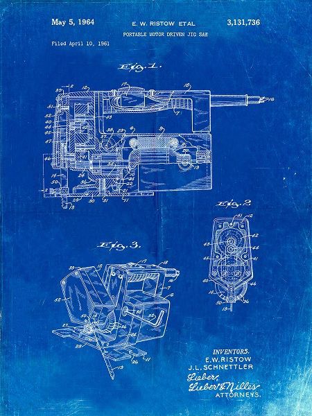 Borders, Cole 아티스트의 PP957-Faded Blueprint Milwaukee Portable Jig Saw Patent Poster작품입니다.