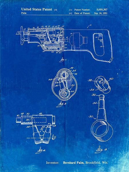 Borders, Cole 아티스트의 PP958-Faded Blueprint Milwaukee Reciprocating Saw Patent Poster작품입니다.