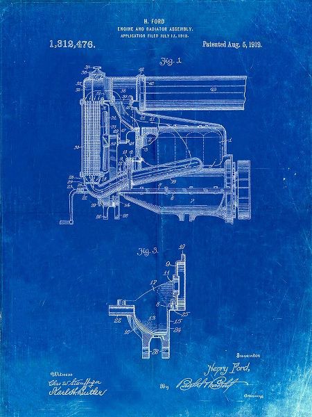 Borders, Cole 아티스트의 PP960-Faded Blueprint Model T Engine and Radiator Assembly작품입니다.