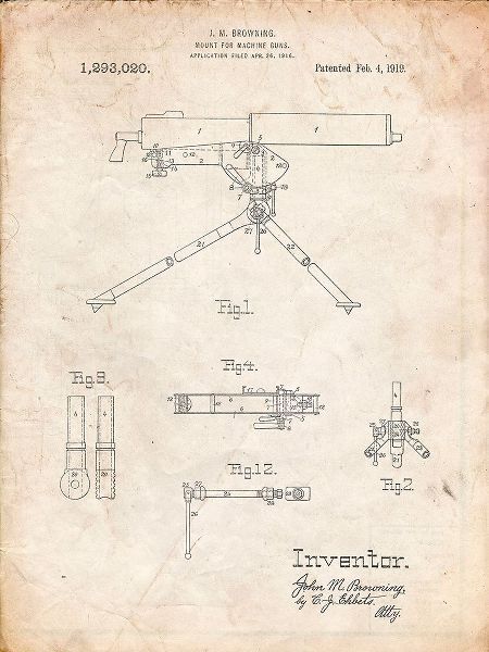 Borders, Cole 아티스트의 PP964-Vintage Parchment Mount for Machine Gun Patent Poster작품입니다.