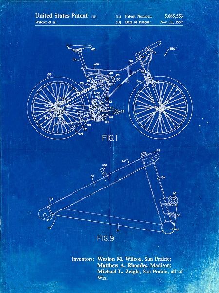 Borders, Cole 아티스트의 PP965-Faded Blueprint Mountain Bike Patent Art작품입니다.