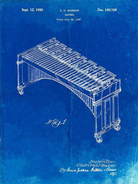 Borders, Cole 아티스트의 PP967-Faded Blueprint Musser Marimba Patent Poster작품입니다.