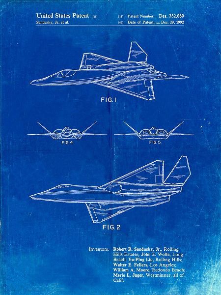 Borders, Cole 아티스트의 PP972-Faded Blueprint Northrop F-23 Fighter Stealth Plane Patent 작품입니다.