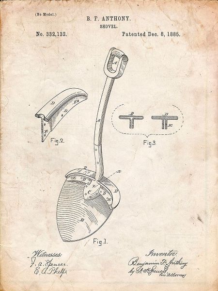 Borders, Cole 아티스트의 PP976-Vintage Parchment Original Shovel Patent 1885 Patent Poster작품입니다.