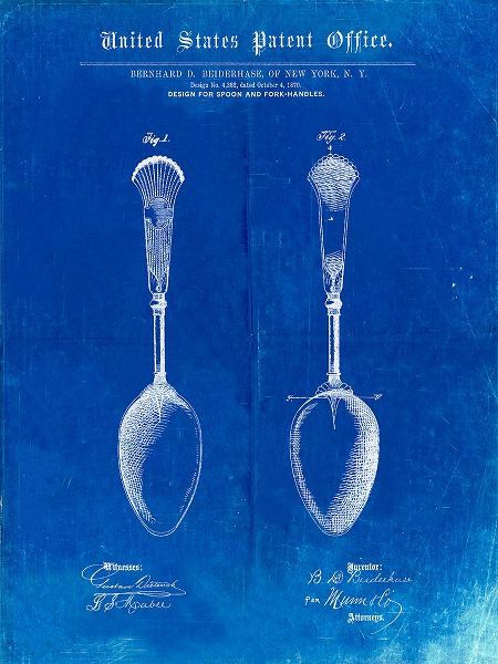 Borders, Cole 아티스트의 PP977-Faded Blueprint Osiris Sterling Flatware Spoon Patent Poster작품입니다.
