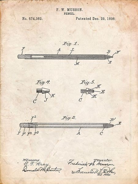 Borders, Cole 아티스트의 PP984-Vintage Parchment Pencil Patent Poster작품입니다.